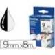Cintas Brother TZ-N221 9mm (ancho) x 8m (largo) no laminada Blanco/negro