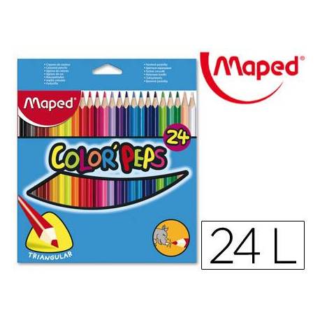 Lapices de colores triangulares Maped caja 24 unidades mina 5 mm