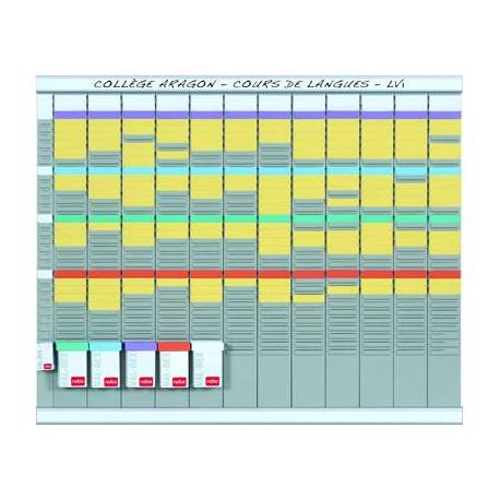 KIT PLANIFICACION DE TARJETAS T NOBO 66X80 CM 12 COLUMNAS 2X32 RANURAS + 500 TARJETAS T N 2 COLORES SURTIDOS + 100
