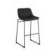 TABURETE ALTO ROCADA CON ASIENTO Y RESPALDO BAJO TAPIZADO TELA IGNIFUGA BASE METALICA ACERO COLOR NEGRO