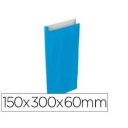 SOBRE PAPEL BASIKA CELULOSA CELESTE CON FUELLE S 150X300X60 MM PAQUETE DE 25 UNIDADES