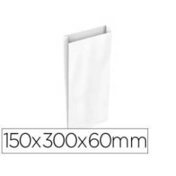 SOBRE PAPEL BASIKA CELULOSA BLANCO CON FUELLE S 150X300X60 MM PAQUETE DE 25 UNIDADES
