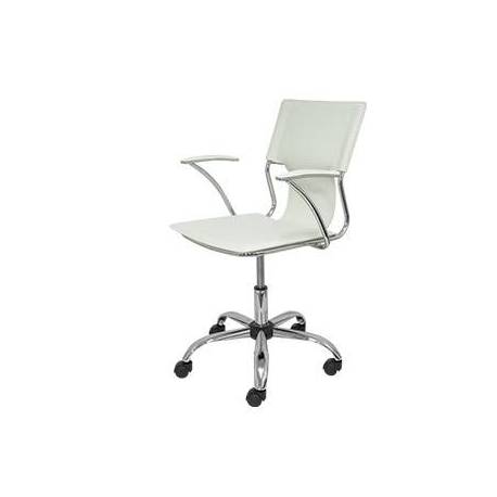 Silla giratoria pyc respaldo medio regulable en altura similpiel blanca 860+90x480x440 mm