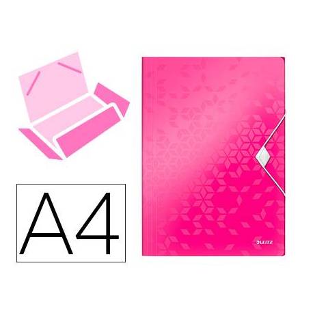 Carpeta de gomas Leitz Wow con solapas Polipropileno Din A4 color Fucsia