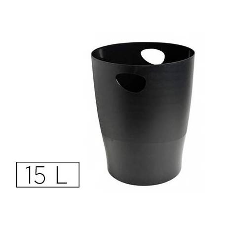Papelera plastico Exacompta Ecoblack Negro de 15 litros