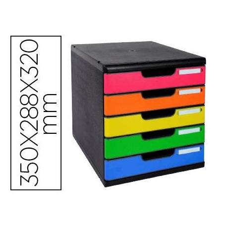 Fichero cajones sobremesa Exacompta Iderama Arlequin 5 cajones multicolores 350x288x320 mm.