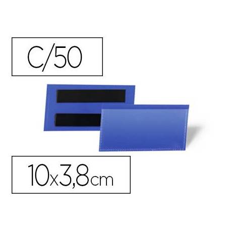FUNDA DURABLE MAGNETICA 100X38 MM PLASTICO AZUL VENTANA TRANSPARENTE PACK DE 50 UNIDADES