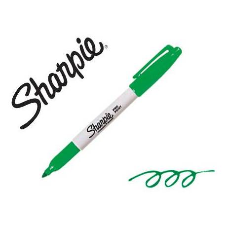 Rotulador Sharpie Permanente Color Verde Punta fina Caja 12 unidades