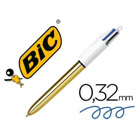 Boligrafo Bic Shine 4 colores Punta 1 mm cuerpo color Oro