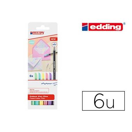 ROTULADOR EDDING PUNTA FIBRA 1200 PASTEL PUNTA REDONDA 1 MM ESTUCHE DE 6 UNIDADES COLORES SURTIDOS