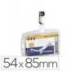 IDENTIFICADOR CON PINZA GIRATORIA DURABLE ACRILICO HORIZONTAL CON UÑERO PARA PASES DE SEGURIDAD 54X85 MM