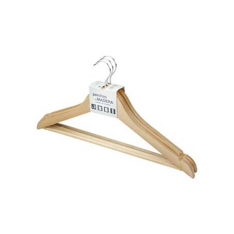 PERCHA ROZENBAL MADERA NATURAL BARNIZADA PACK DE 3 UNIDADES