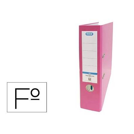 Archivador de palanca Elba Carton forrado PVC Folio Lomo de 80 mm color Rosa