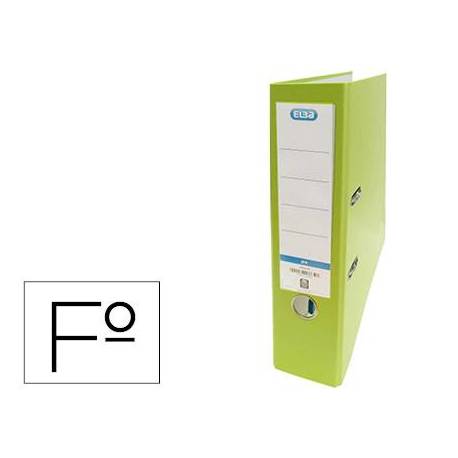 Archivador de palanca Elba Carton forrado PVC Folio Lomo de 80 mm color Verde claro