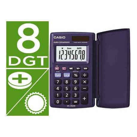 Calculadora Bolsillo Casio HS-8VER 8 digitos Azul
