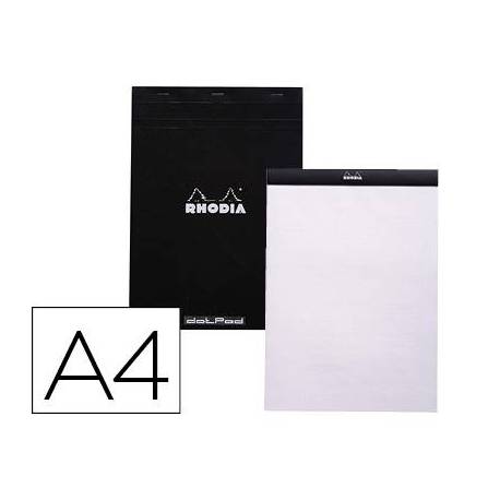 Bloc de notas perforado Rhodia Din A4 liso Negro