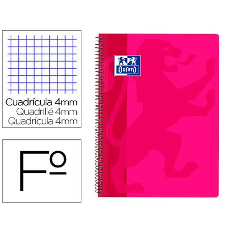 Bloc Oxford Folio School Classic Cuadricula 4 mm 80 hojas color Fucsia