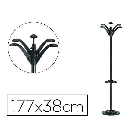 Perchero metalico de Unilux Flora con paragüero negro