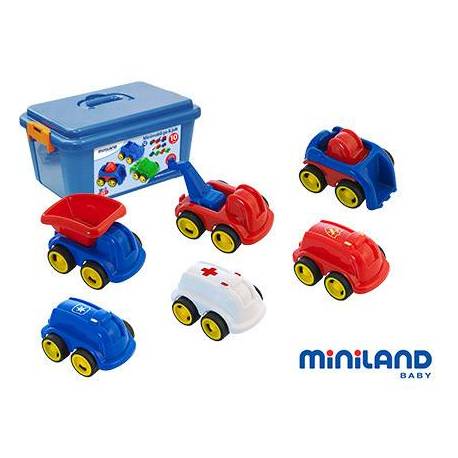 Juego didáctico a partir de 1 año contenedor 10 vehículos profesionales Miniland