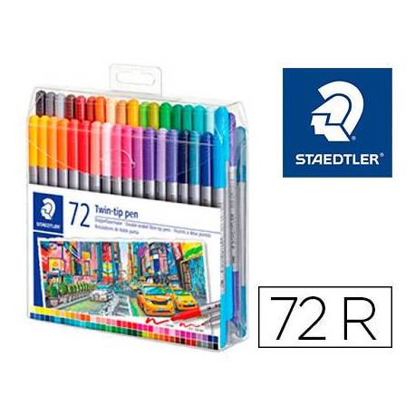 Rotulador Staedtler 3200 Doble Punta Fibra de Colores Surtidos Estuche de 72 unidades