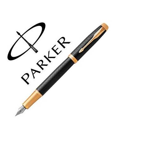 Pluma Parker PK IM GT Premium Plumin Fino Lacado Color Negro Adornos Dorados