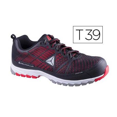 Zapatos de seguridad de Poliuretano marca DeltaPlus Negro y Rojo talla 39