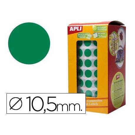 Gomets Apli circulares color verde 10,5mm