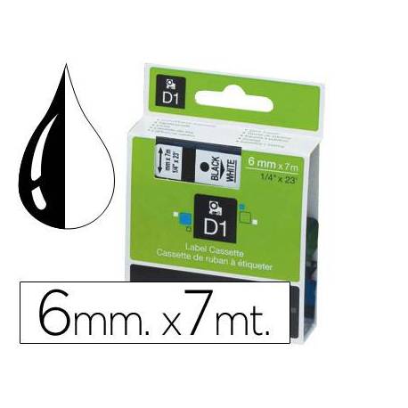 Cinta Dymo D1 Blanco Poliéster 6mmx7mt
