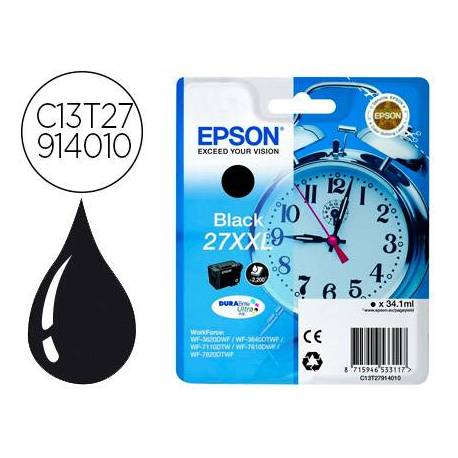 Cartucho Epson 27XXL Durabrite color Negro C13T27914012