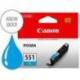 Cartucho Canon CLI-551 Pixma color Cian 6509B001