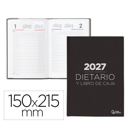 DIETARIO LIDERPAPEL 2027 CUARTO 150X215 MM DIA PAGINA BILINGUE COLOR NEGRO PAPEL 70 G FSC