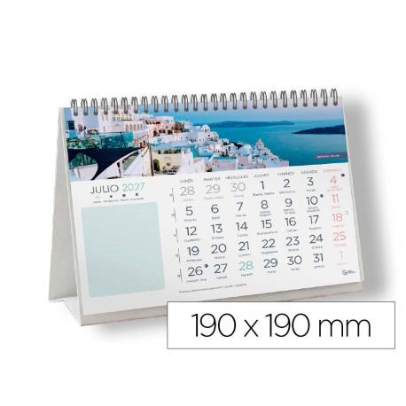CALENDARIO ESPIRAL TRIANGULAR LIDERPAPEL DE SOBREMESA IMAGENES CIUDADES 2027 190X190 MM PAPEL 128 G CON