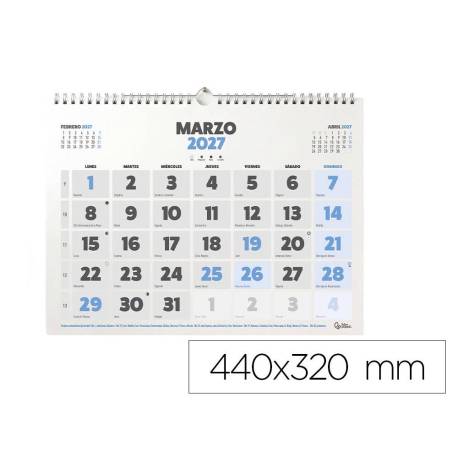 CALENDARIO PARED LIDERPAPEL CLASICO 2027 ESPIRAL 440X320 MM PAPEL 128 G