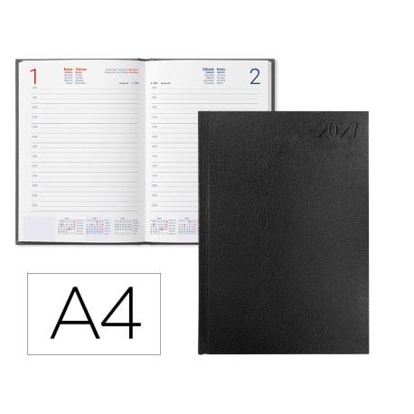 AGENDA OFICINA LIDERPAPEL 2027 ENCUADERNADA CORFU DIA PAGINA A4 BILINGUE 60G PAPEL FSC BLACK
