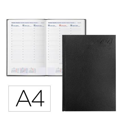 AGENDA OFICINA LIDERPAPEL 2027 ENCUADERNADA CORFU SEMANA VISTA A4 BILINGUE 60G PAPEL FSC BLACK