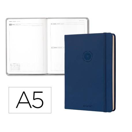 AGENDA OFICINA LIDERPAPEL 2027 ENCUADERNADA SOLID COLORS DIA PAGINA A5 BILINGUE 70G PAPEL FSC NAVY BLUE