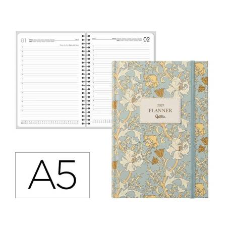 AGENDA OFICINA LIDERPAPEL 2027 ENCUADERNADA FANTASY ELEGANT DIA PAGINA A5 BILINGUE 70G PAPEL FSC DESIGN