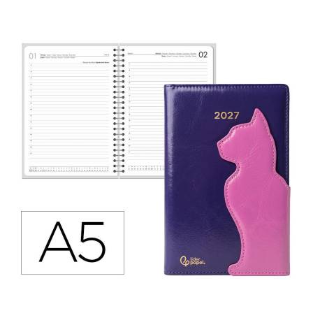 AGENDA OFICINA LIDERPAPEL 2027 ENCUADERNADA CAT PEN LOOP DIA PAGINA A5 BILINGUE 70G PAPEL FSC DESIGN 1
