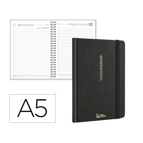 AGENDA OFICINA LIDERPAPEL 2027 ENCUADERNADA NOMI MAN DIA PAGINA A5 BILINGUE 70G PAPEL FSC DESIGN 1