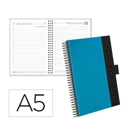 AGENDA OFICINA LIDERPAPEL 2027 ESPIRAL CORPORATE A DIA PAGINA A5 BILINGUE 70G PAPEL FSC NAVY BLUE