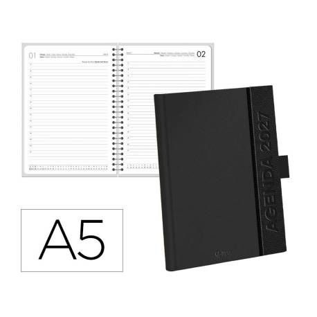 AGENDA OFICINA LIDERPAPEL 2027 ENCUADERNADA CORPORATE A DIA PAGINA A5 BILINGUE 70G PAPEL FSC BLACK