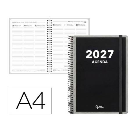 AGENDA OFICINA LIDERPAPEL 2027 ESPIRAL PERSONALIZABLE SEMANA VISTA A4 BILINGUE 70G PAPEL FSC DESIGN 1