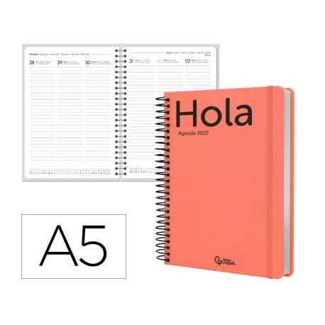 AGENDA OFICINA LIDERPAPEL 2027 ESPIRAL CLASSIC SEMANA VISTA A5 BILINGUE 70G PAPEL FSC DESIGN 6