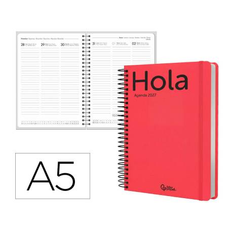 AGENDA OFICINA LIDERPAPEL 2027 ESPIRAL CLASSIC SEMANA VISTA A5 BILINGUE 70G PAPEL FSC DESIGN 3