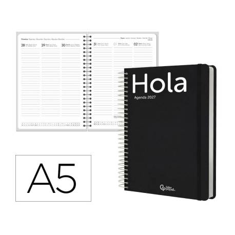 AGENDA OFICINA LIDERPAPEL 2027 ESPIRAL CLASSIC SEMANA VISTA A5 BILINGUE 70G PAPEL FSC DESIGN 1