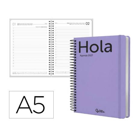 AGENDA OFICINA LIDERPAPEL 2027 ESPIRAL CLASSIC DIA PAGINA A5 BILINGUE 70G PAPEL FSC DESIGN 5