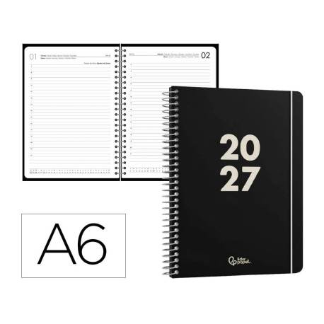 AGENDA OFICINA LIDERPAPEL 2027 ESPIRAL BASIC DIA PAGINA A6 BILINGUE 60G PAPEL FSC DESIGN 1