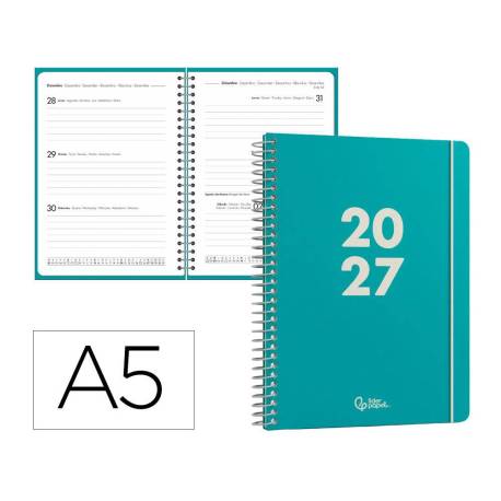 AGENDA OFICINA LIDERPAPEL 2027 ESPIRAL BASIC SEMANA VISTA A5 BILINGUE 60G PAPEL FSC DESIGN 5