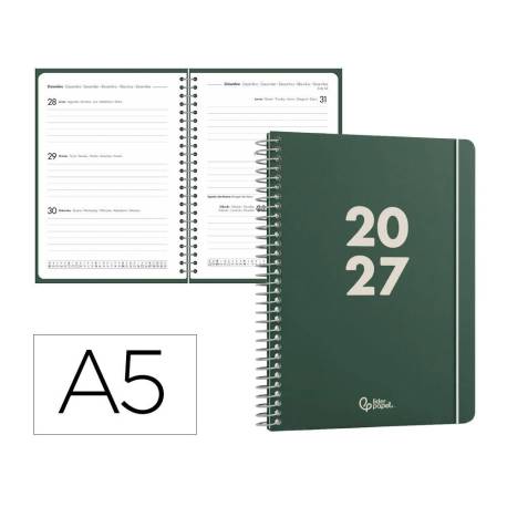AGENDA OFICINA LIDERPAPEL 2027 ESPIRAL BASIC SEMANA VISTA A5 BILINGUE 60G PAPEL FSC DESIGN 4