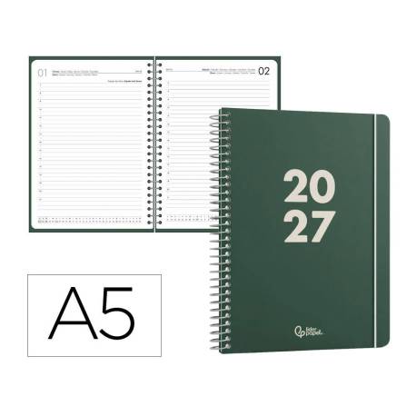 AGENDA OFICINA LIDERPAPEL 2027 ESPIRAL BASIC DIA PAGINA A5 BILINGUE 60G PAPEL FSC DESIGN 4